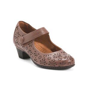 COBB HILL ROCKPORT Brown Wide Width Leather Alesia Comfort Mary Jane Pumps